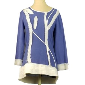 Ten-Oh-8 Women Periwinkle/White Knit Tunic Pullove